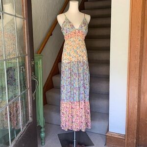 Mixed floral boho maxi dress.